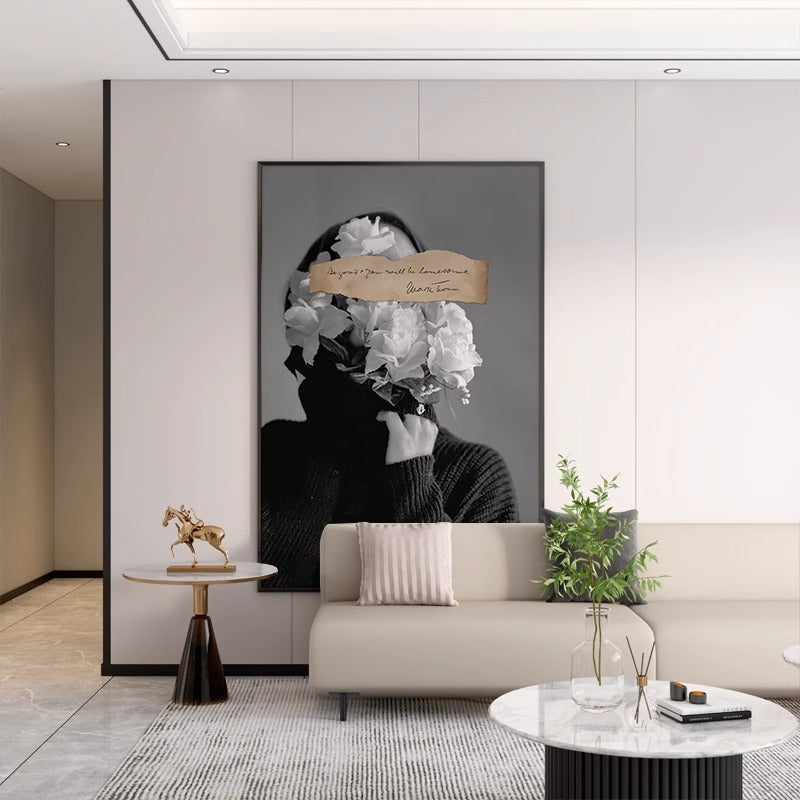Nordic Minimalist Abstract Art Print - Modern Woman Wall Decor for Living Room, Bedroom & Entryway - Black & White Aesthetic Poster