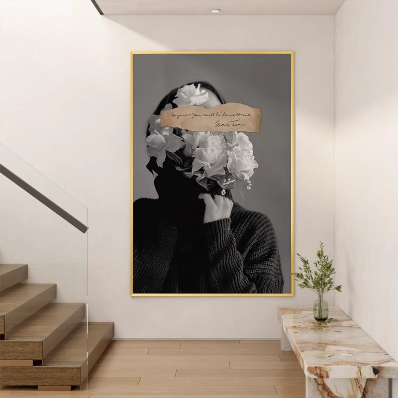 Nordic Minimalist Abstract Art Print - Modern Woman Wall Decor for Living Room, Bedroom & Entryway - Black & White Aesthetic Poster