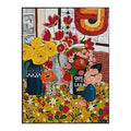 Abstract Wall Art: Vintage Floral Canvas Painting
