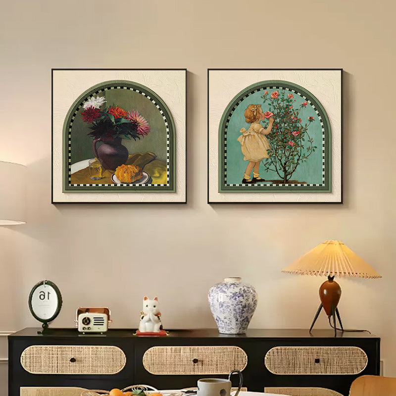 American Vintage Dining Room Wall Art - Retro Landscape Painting for Entryway