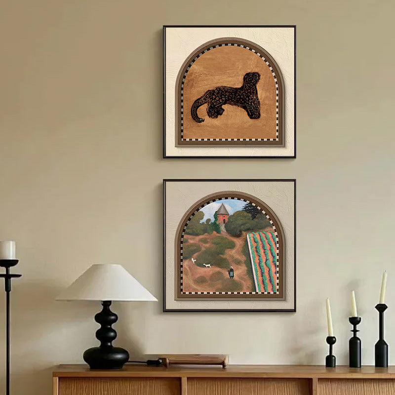 American Vintage Dining Room Wall Art - Retro Landscape Painting for Entryway